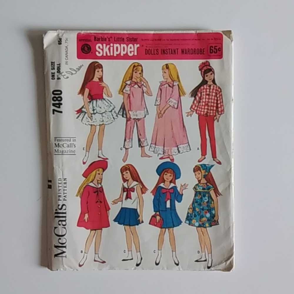 McCall's Barbie's Sister Skipper Pattern #7480 Doll's Instant Wardrobe